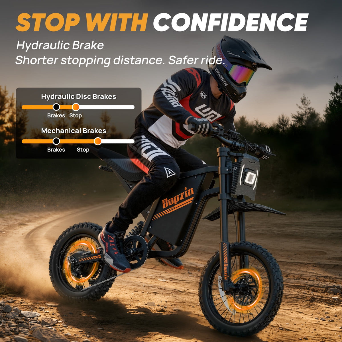 Peak 2600W 38Mph,60V 23AH Electric Dirt Bike,50-100 Mi,14"Tire,E-Dirt Bike for Adults,7 Speed Disc Brakes,cTUVus Certified