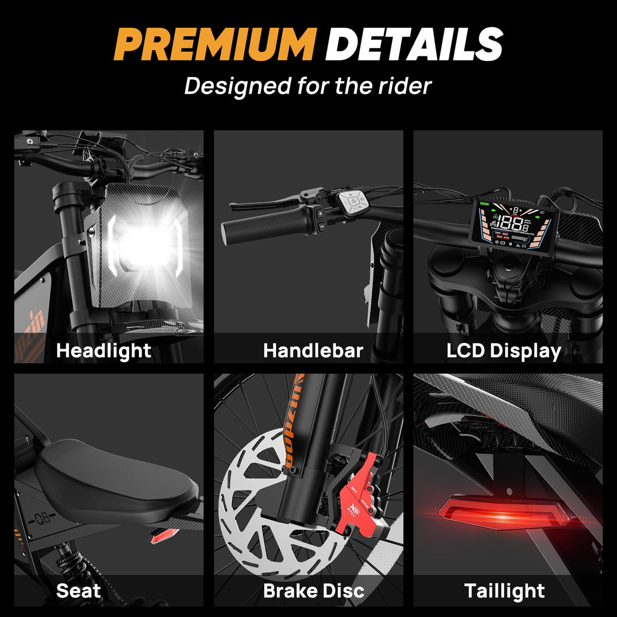Peak 2600W 38Mph,60V 23AH Electric Dirt Bike,50-100 Mi,14"Tire,E-Dirt Bike for Adults,7 Speed Disc Brakes,cTUVus Certified