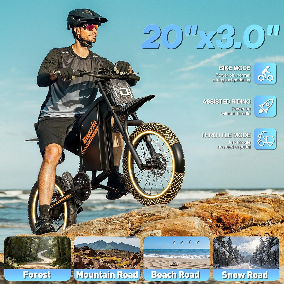 Peak 2500W 38Mph Electric Dirt Bike,52V 25Ah,20''Tires,Disc Brakes & Full Suspension E-Dirt Bike for Adults cTUVus Certified