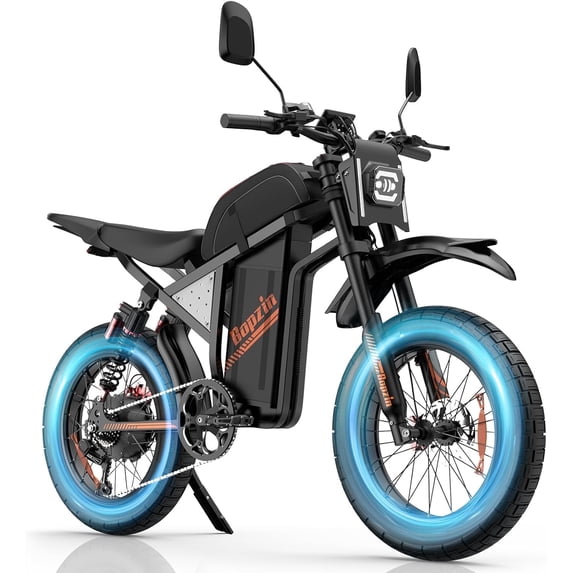 Electric Dirt Bike for Adults-Peak 3000W 45Mph,60V 35AH 68Miles,20’’ Fat Tire 7 Speed Dirt Bike with Disc Brakes,cTUVus Certified