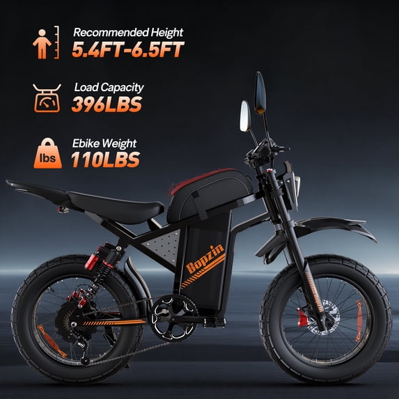 Electric Dirt Bike for Adults-Peak 3000W 45Mph,60V 35AH 68Miles,20’’ Fat Tire 7 Speed Dirt Bike with Disc Brakes,cTUVus Certified