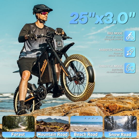 Peak 3000W 38Mph,60V 35Ah Electric Dirt Bike for Adults,37-100 Mi, 25''E Dirt Bike cTUVus Certified