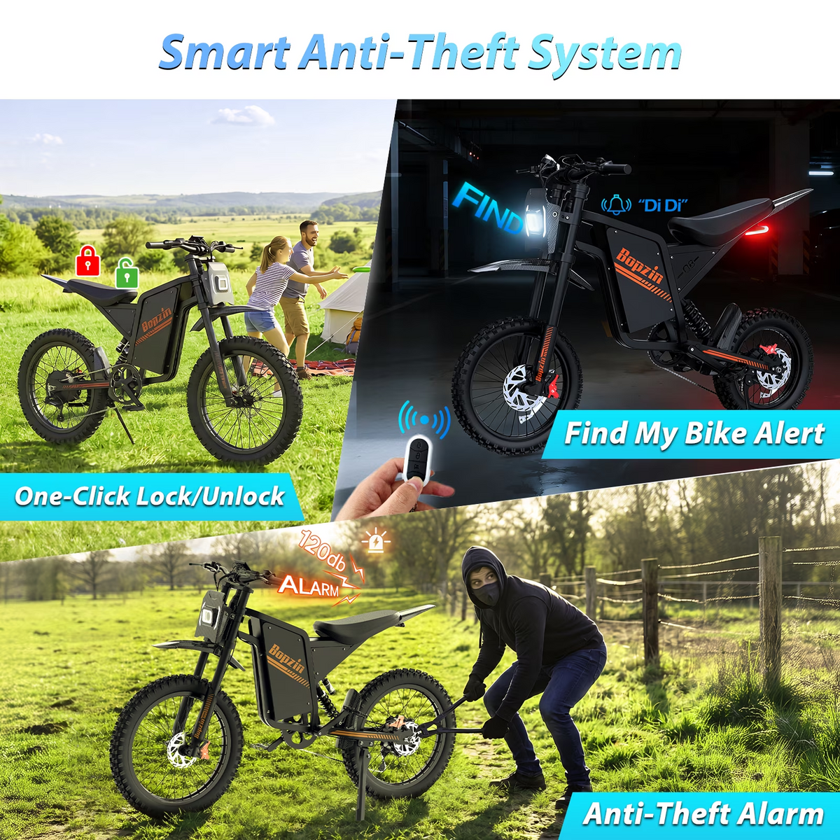 Peak 3000W 38Mph,60V 35Ah Electric Dirt Bike for Adults,37-100 Mi, 25''E Dirt Bike cTUVus Certified