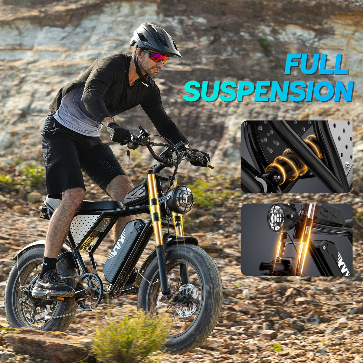 750W 28Mph, 48V 20Ah Max 80 Miles Electric Bike, 20" Fat Tire E-Bike for Adults, E-Mountain Bike with Disc Brakes cTUVus Certified,Class 3