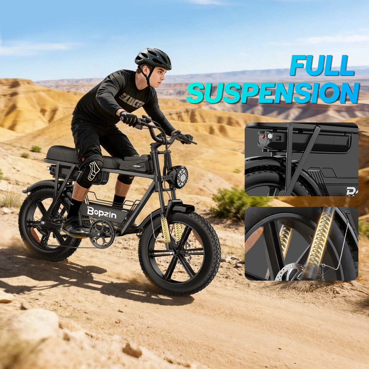 750W 48V 20AH E-Bike,80Miles,28Mph Electric Bicycle,20"Fat Tire Mountain Bike for Adults,Disc Brakes,cTUVus Certified,Class 3