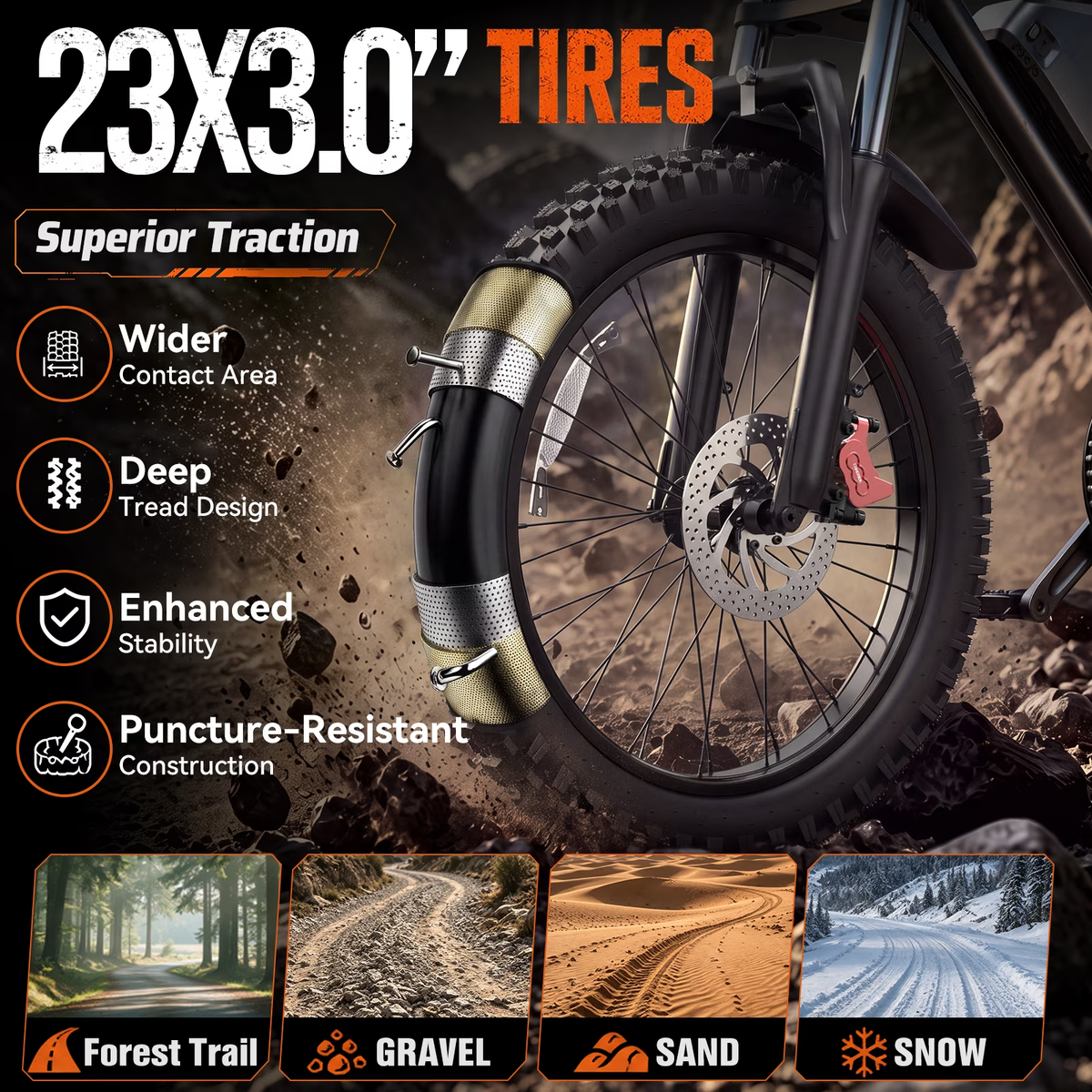 750W 28MPH E-Bike with NFC,52V 25Ah Removable Battery,23" off Road Tire Electric Bike for Adults with Disc Brakes,cTUVus Certified,Class 3