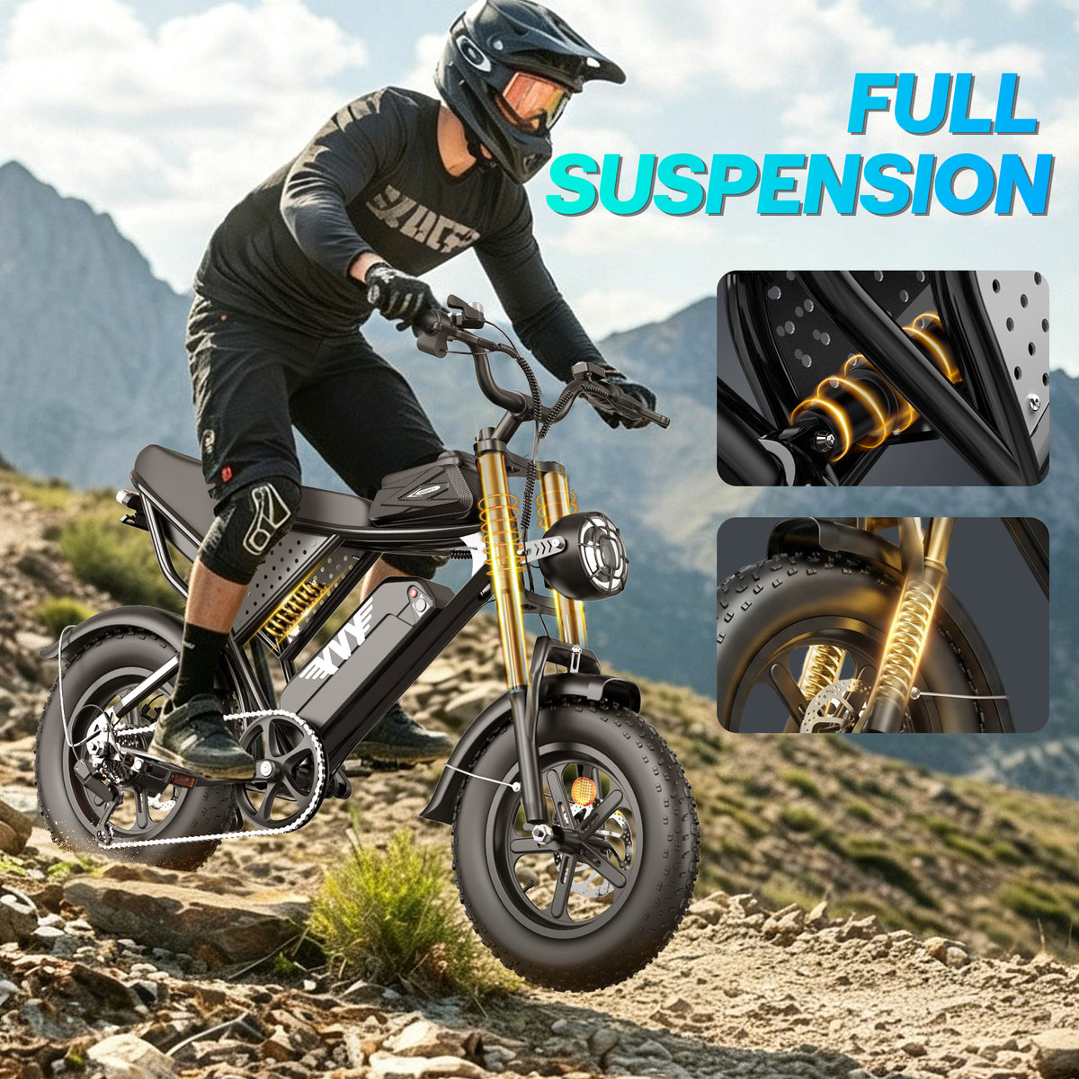750W 28Mph Electric Bike,48V 25AH,65Miles,16"Fat Tire E-Bike,Disc Brakes Mountain Bike for Adults,cTUVus Certified,Class 3