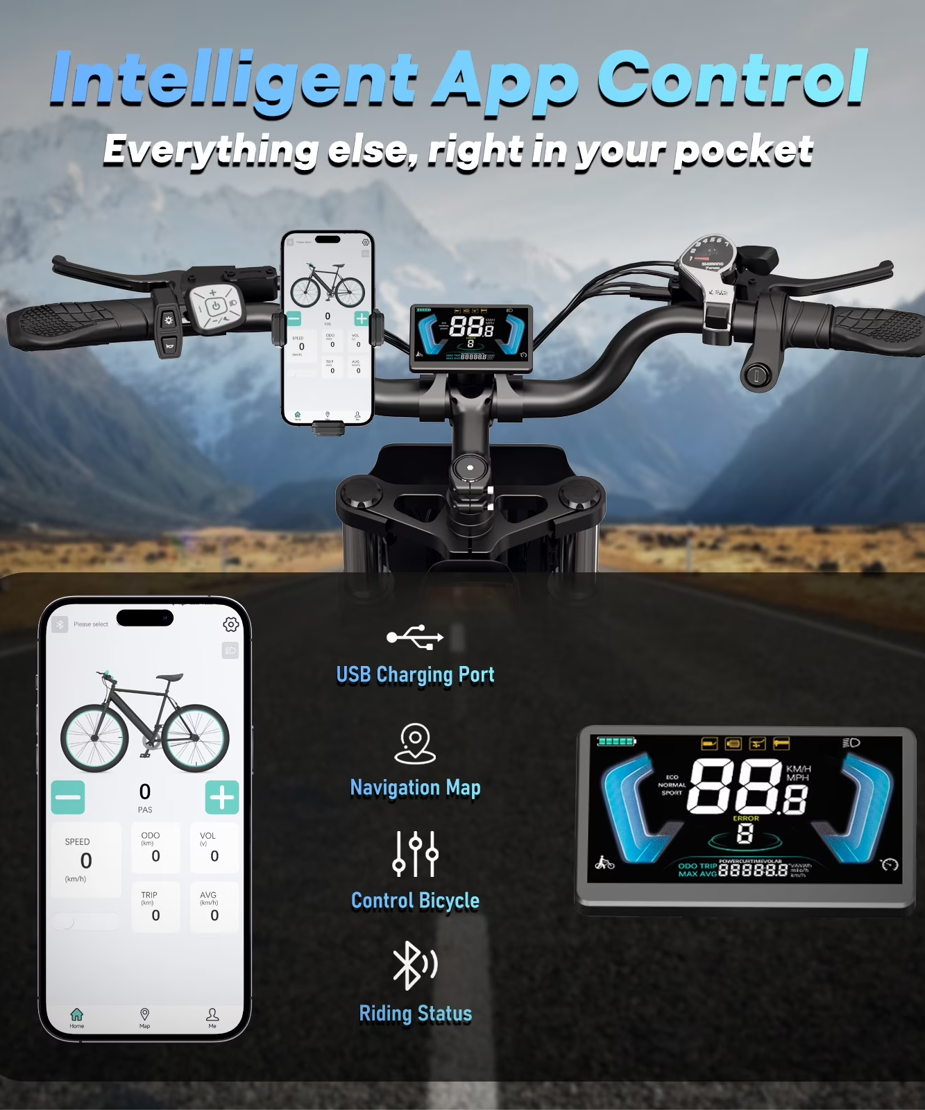 Electric Bike for Adults,48V 25Ah Max 90 Miles,Peak 1500W 28MPH Electric Bicycle,20’’ Fat Tire