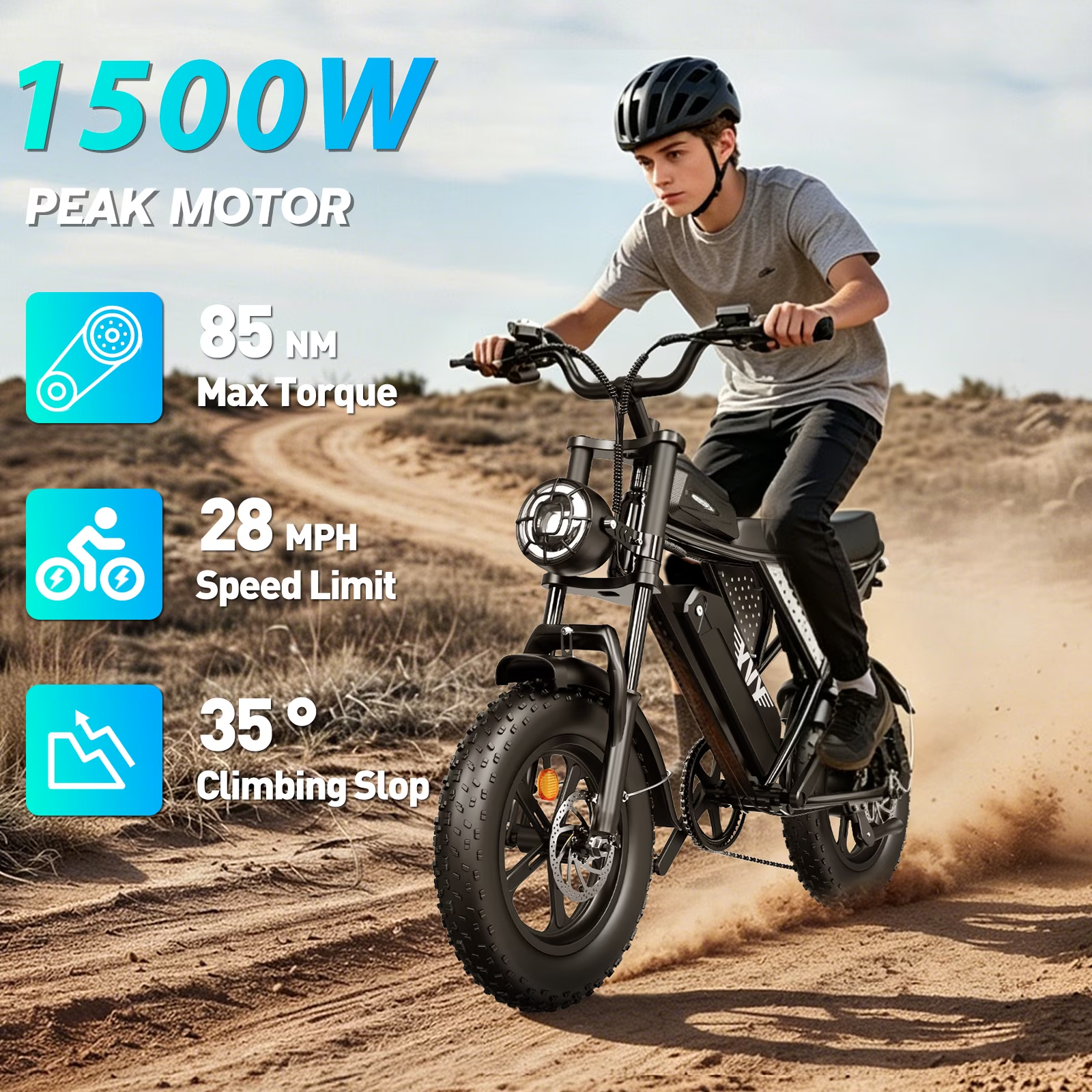 YVY Electric Bike for Adults,Peak 1500W 28MPH,48V 20AH Removable Battery,Max 100 Miles Electric Bicycle