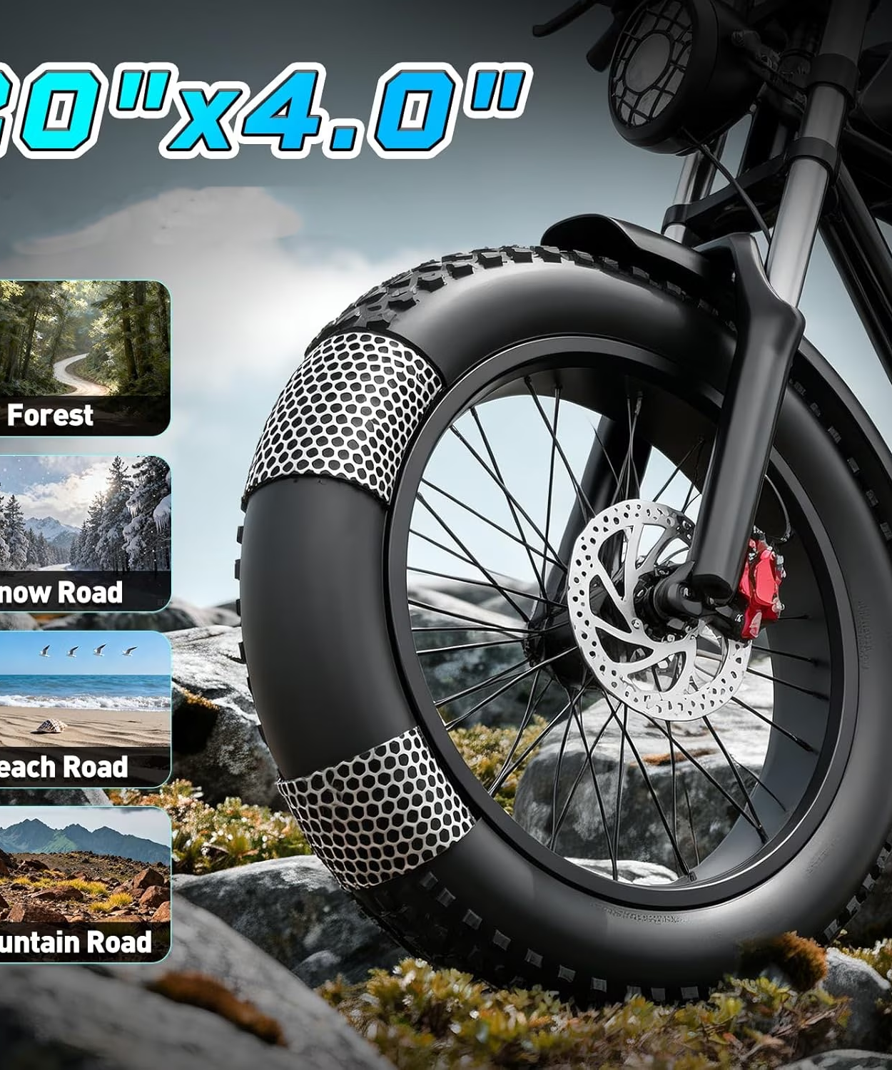 YVY Electric Bike for Adult,Peak 2000W,Max 28MPH & 90 Miles, 48V 25AH Removable Battery,Full Suspension