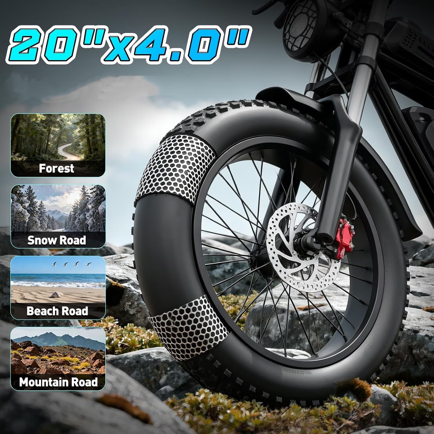 YVY Electric Bike for Adult,Peak 2000W,Max 28MPH & 90 Miles, 48V 25AH Removable Battery,Full Suspension
