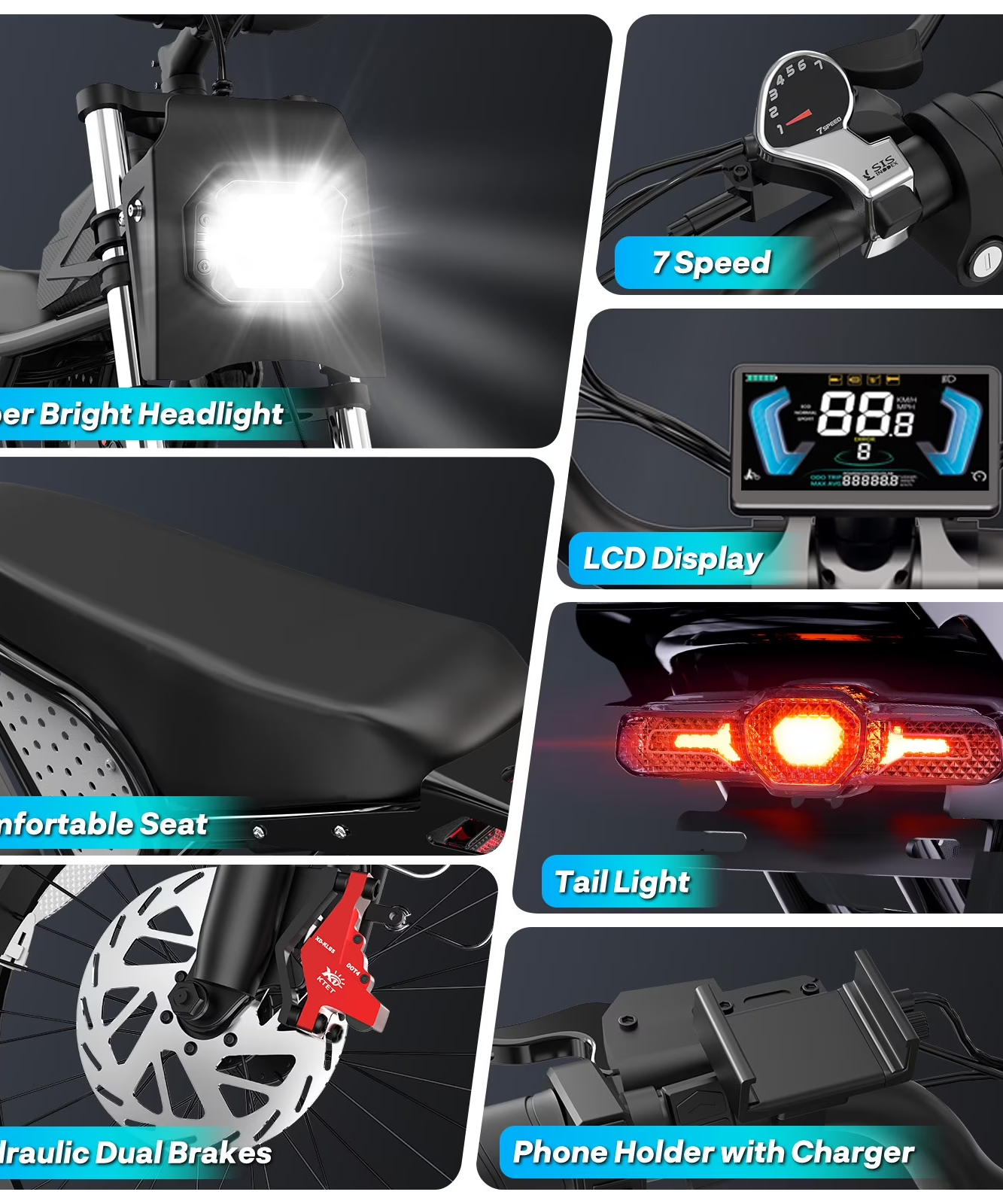 Electric Bike for Adults,48V 25Ah Max 90 Miles,Peak 1500W 28MPH Electric Bicycle,20’’ Fat Tire