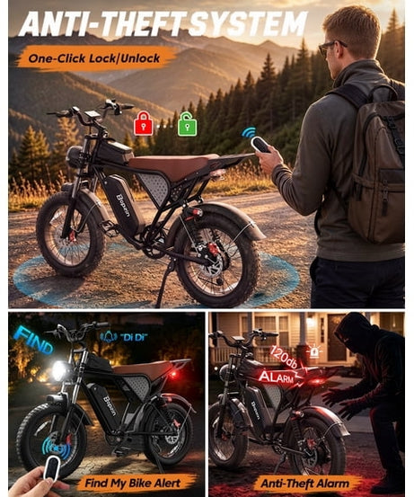 750W 28Mph,48V 25AH E-Bike for Adults,Max 80 Mi, 20" Fat Tire Mountain Bike,Disc Brakes,Full Suspension,cTUVus Certified,Class 3