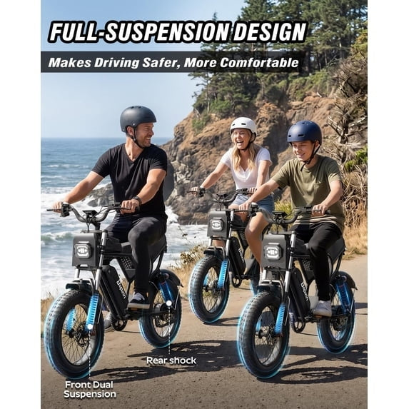 750W 28Mph E-Bike for Adult,48V 25AH,Max 90 Miles Electric Bicycle Disc Brakes, 20" Fat Tires Mountain Bike cTUVus Certified