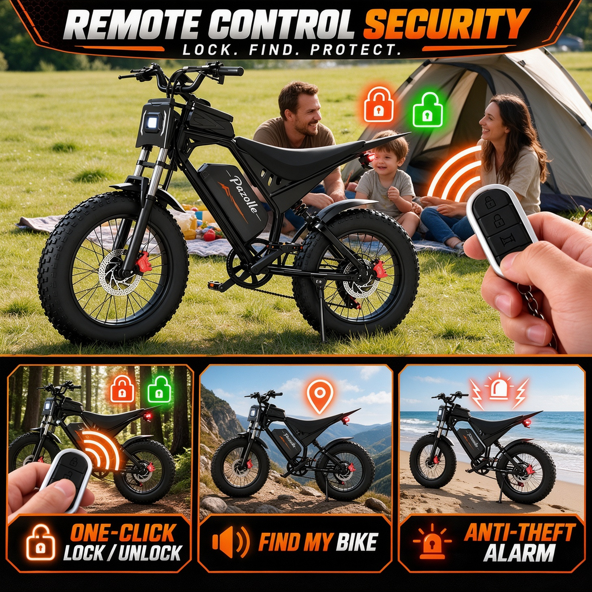 750W 28MPH E-Bike with NFC,52V 25Ah Removable Battery,20" Fat Tire Electric Bike for Adults,Disc Brakes,cTUVus Certified,Class 3